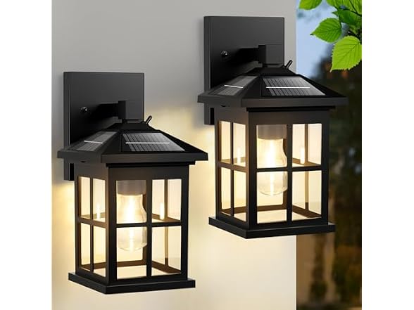 BesLowe 2-Pack Solar Outdoor Wall Lights