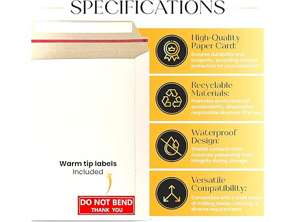 100 Pack 7x9 in Rigid Mailers