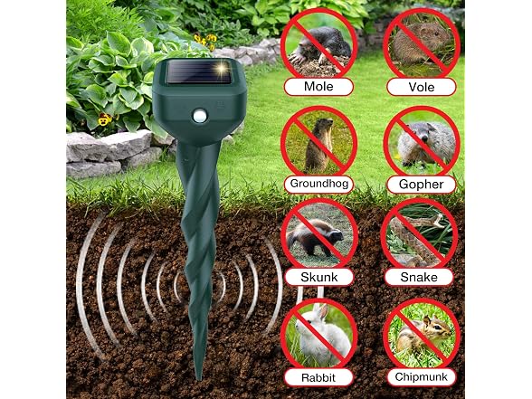 BORHOOD Mole Repellent Solar Powered
