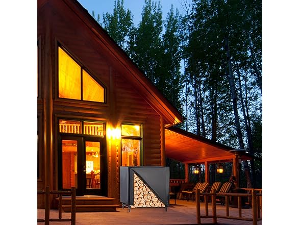 LUGO Waterproof Firewood Rack 48" Oxford Cover Combo Set