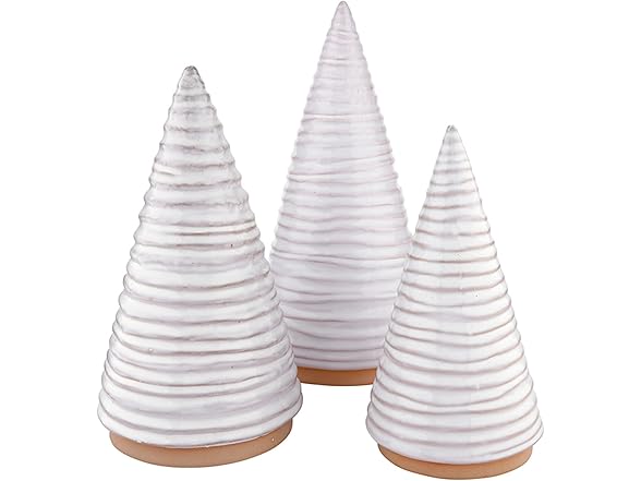 Ceramic Textured Tree Sculpture for Centerpiece or Mantle, Set of 3