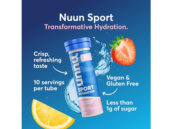 10-PK Nuun Sport Electrolyte Tabs, Strawberry Lemonade
