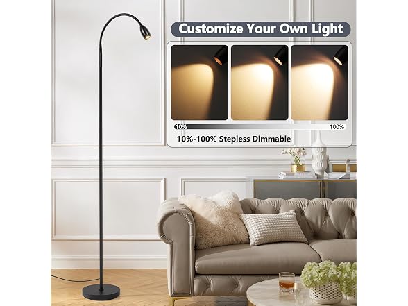 AUZONIMICS Reading Floor Lamp, 72" Black