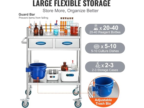 VEVOR Lab Serving Cart, 2 Layers