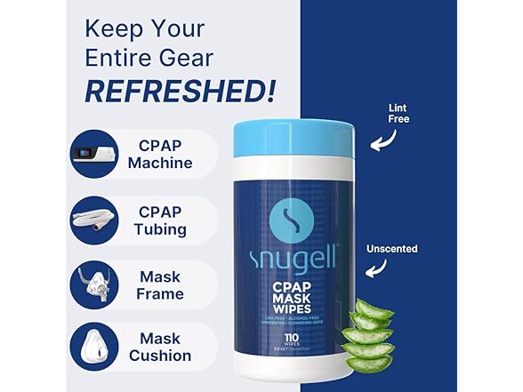 Snugell CPAP Mask Wipes, 110ct