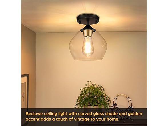 BesLowe Modern Ceiling Light, Black