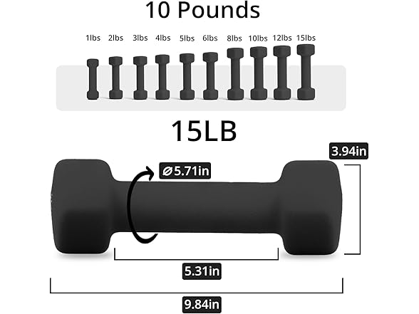 Portzon Weights Dumbbells 15LB, Pair