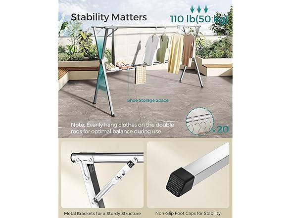 SONGMICS Heavy-Duty Clothes Drying Rack