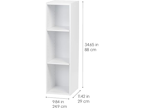 IRIS USA 3-Tier Cubby Storage Bookshelf with Adjustable Shelves