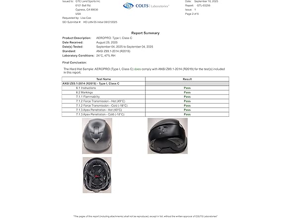 AeroPro Red Safety Helmet ANSI/ISEA