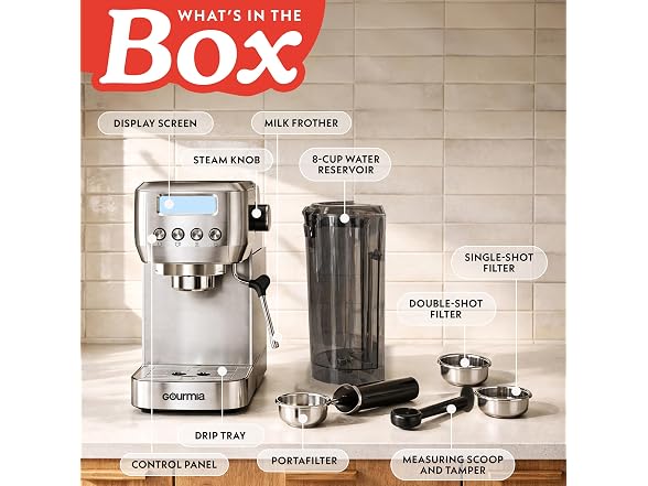 Gourmia Slim Espresso Machine with LCD Screen 