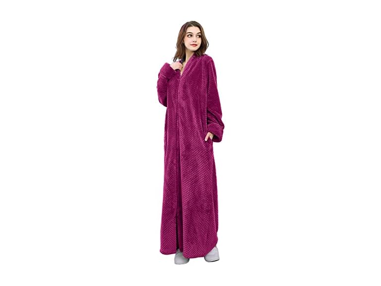 Women's Long Fleece Plush Bathrobe