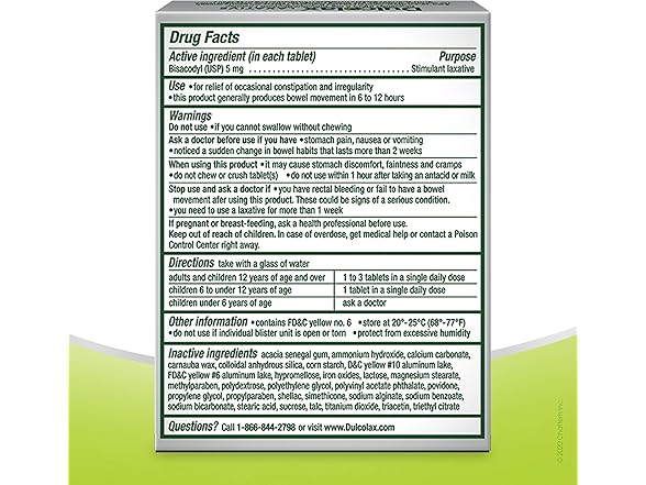 Dulcolax Overnight Relief, 50ct