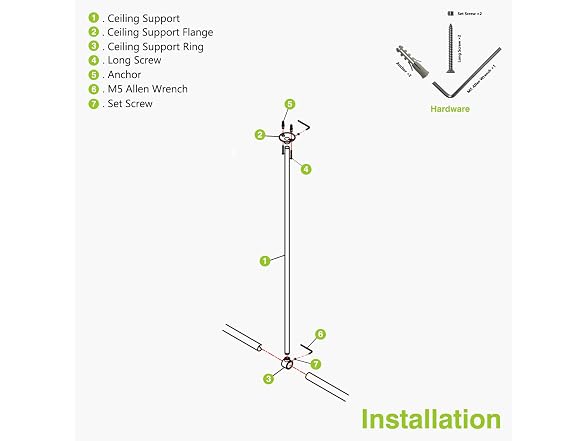 Naiture 36'' SS Shower Rod Ceiling Support
