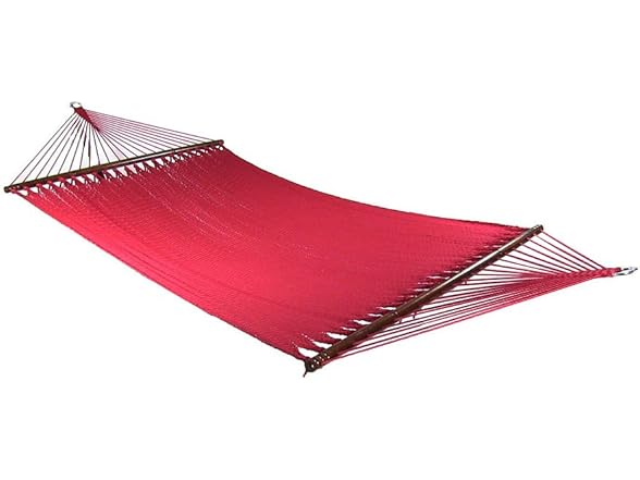 Sunnydaze Soft-Spun Polyester Rope Double Hammock- Red