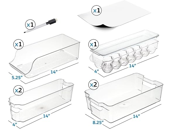 Hearth & Harbor 32 Piece Fridge Organizer Bins - Set of 24 
