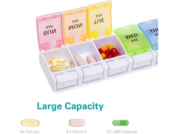 Sukuos Sukuos AM PM Weekly Pill Organizer 2 Tim