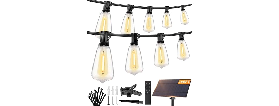 150FT Solar String Lights Outdoor Waterproof with Remote