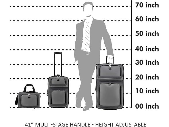 U.S. Traveler New Yorker Lightweight Rolling Luggage, Gray, 3PC Set