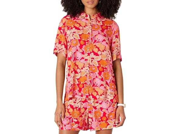 Bright Poppy Red Multi Folk Floral