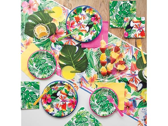 Unique Palm Tropical Luau Plastic Rectangular Table Cover