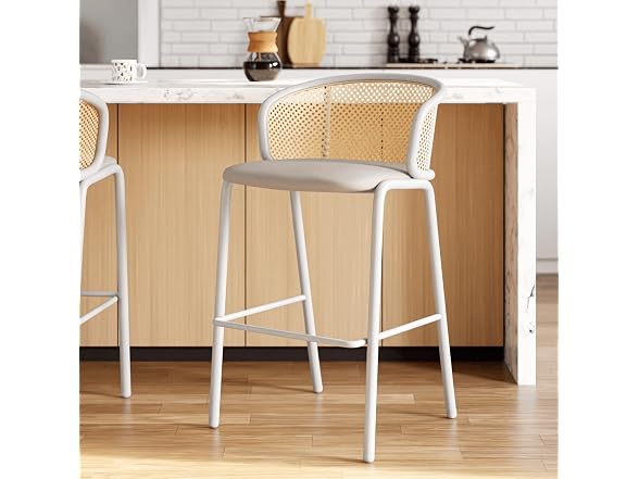 Leisuremod Ervilla Bar Stools w/White Steel