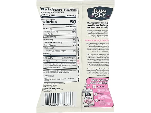 1PK LESSEREVIL Organic Himalayan Pink Salt Popcorn