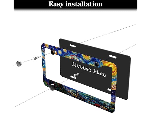 License Plate Frame Starry Night 2Pk