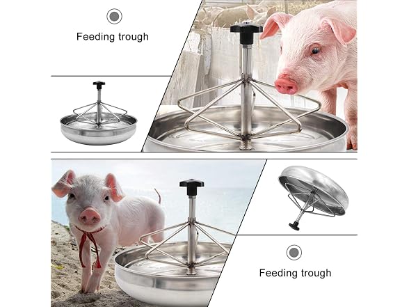 YARNOW Pig Feeder Stainless Steel Pig Feeding Bowl