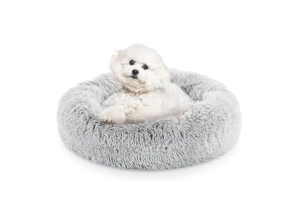 FluffyDream 24" Donut Dog Bed, Grey