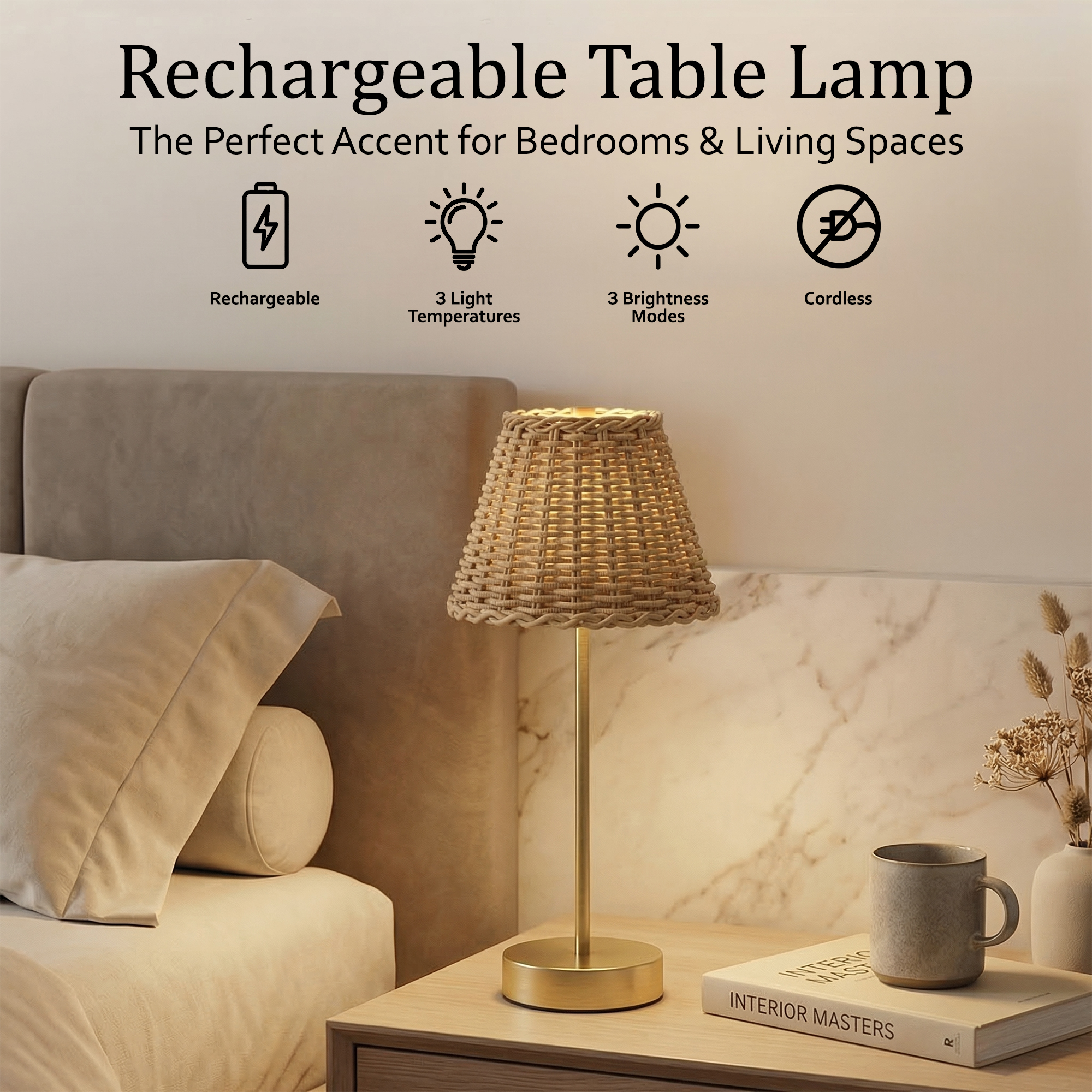 Gold Base Woven Shade Smooth Lamp - Gallery 21