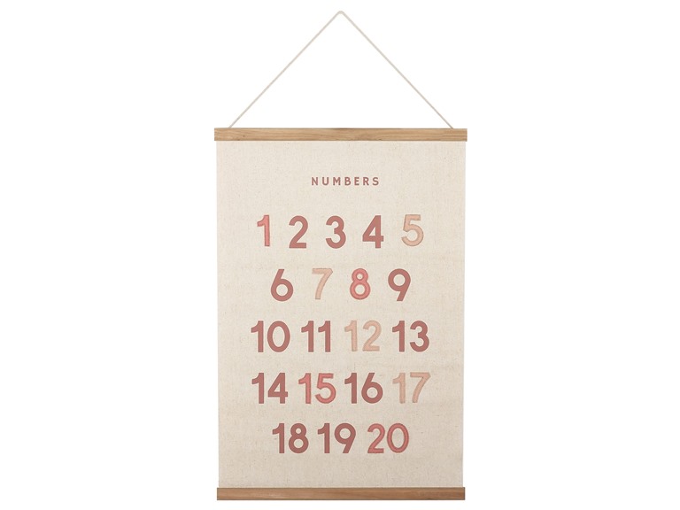 Bon et Beau  Embroidered Numbers Poster Framed with Wood Hanger