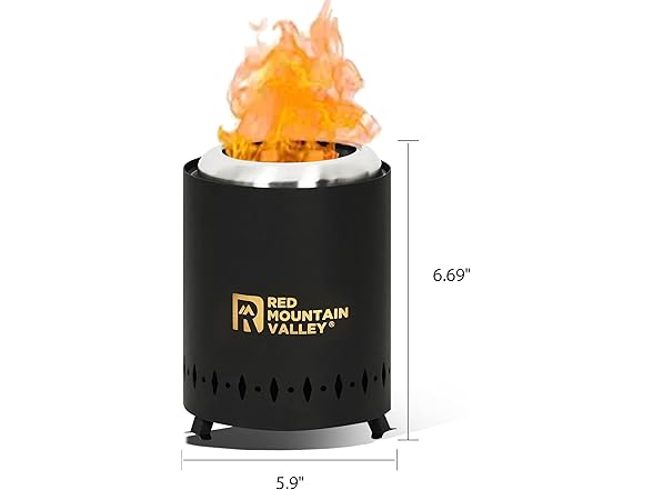 Red Mountain Valley Smokeless Tabletop Fire Pit, Black