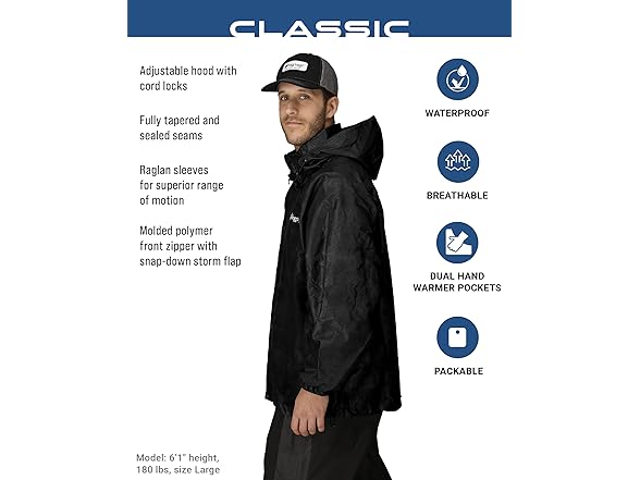 FROGG TOGGS Mens Rain Jacket (L) Black