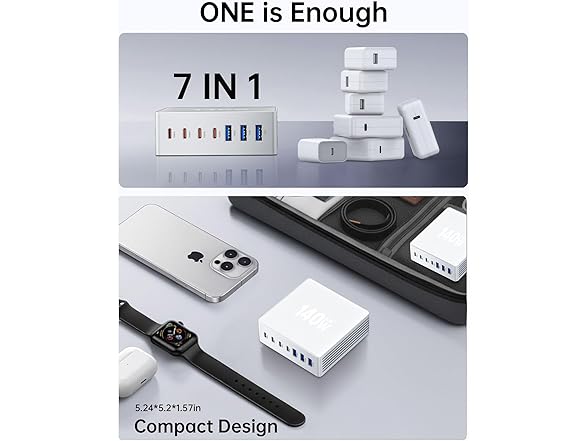 Hinkicher 7-1 USB C Charging Block | 140W GaN3