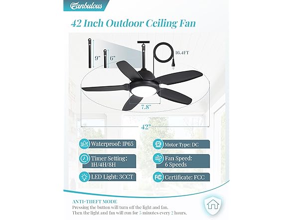 Fanbulous Outdoor Ceiling Fan with Lights
