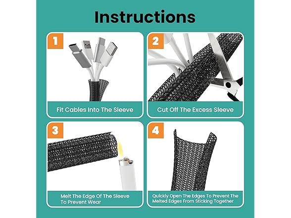 CableGeeker PET Cable Sleeve, Black