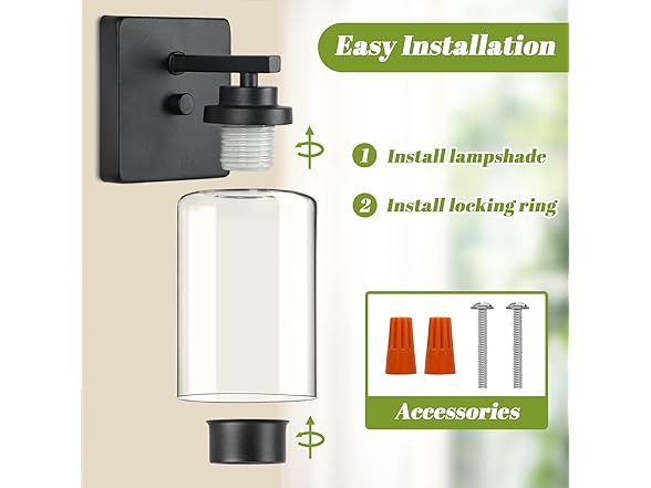 VerRon 2-Pack Wall Sconce, Black