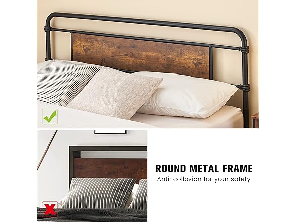 IDEALHOUSE Vintage 13" Full Bed Frame