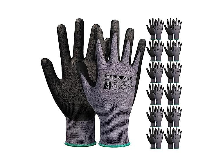 MANUSAGE Work Gloves MicroFoam Nitrile 12pk Gray