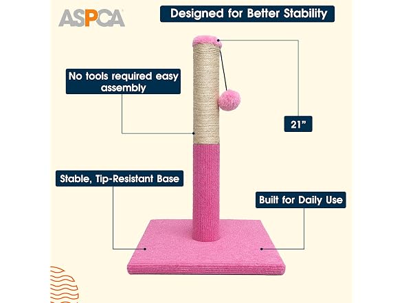 ASPCA Cat Scratching Post for Indoor Cats- Pink