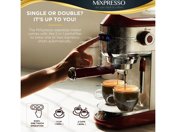 Mixpresso 15-Bar Automatic Espresso Machine with Milk Frother