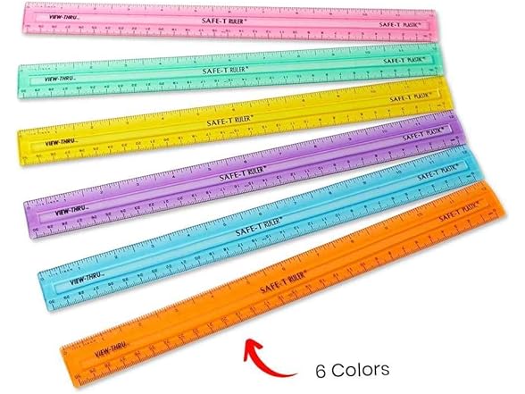 Semiflexible Safe-T Plastic Rulers, 24Pk