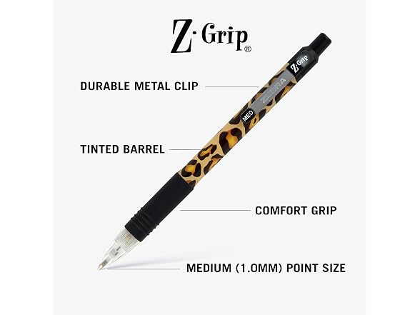 Zebra Pen Z-Grip Animal Print Retractable Ballpoint Pen