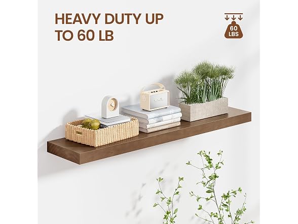 Heimlove Walnut Floating Shelves 36"L, 8" Deep Set of 2