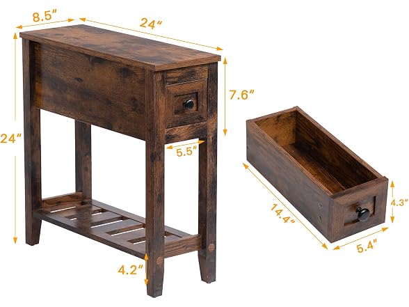 LUSUOWLZ Brown 2 Pack Narrow End Table
