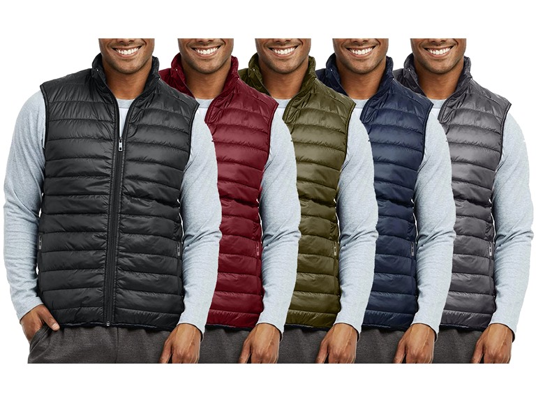 2-Pack Assorted Men's Packable Midweight Puffer Vest - (Sizes, XS - 2XL)