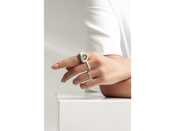 Jessica Simpson Silver Ring Watch Gold Bezel