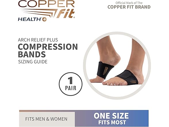 Copper Fit Arch Relief Plus Wraps, Black