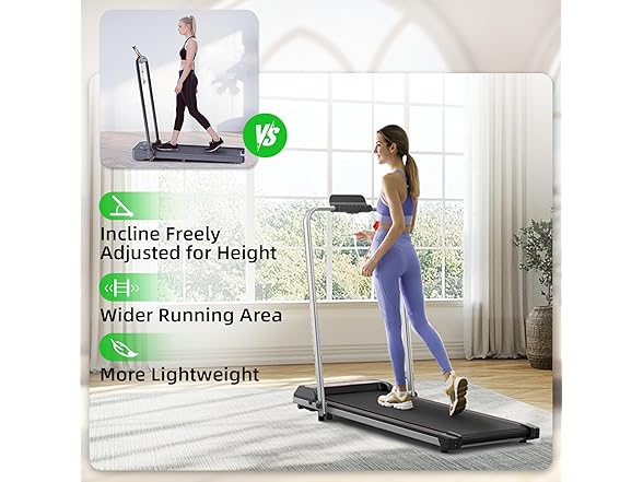 NAYSAYE Walking Pad Treadmill, black with screen